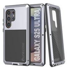 Cargar imagen en el visor de la galería, Caso de metal Ultra Galaxy S25, cubierta de armadura de grado militar de servicio pesado [prueba de choque] Cuerpo completo duro [blanco]
