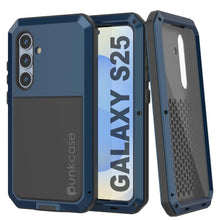 Cargar imagen en el visor de la galería, Case de metal Galaxy S25, cubierta de armadura de grado militar de servicio pesado [prueba de choque] Cuerpo completo duro [azul]
