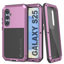 Cargar imagen en el visor de la galería, Case de metal Galaxy S25, cubierta de armadura de grado militar de servicio pesado [prueba de choque] Cuerpo completo duro [rosa]
