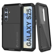 Cargar imagen en el visor de la galería, Case de metal Galaxy S25, cubierta de armadura de grado militar de servicio pesado [prueba de choque] Cuerpo completo duro [negro]
