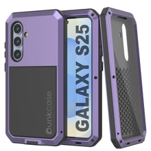Cargar imagen en el visor de la galería, Case de metal Galaxy S25, cubierta de armadura de grado militar de servicio pesado [prueba de choque] Cuerpo completo duro [Púrpura]
