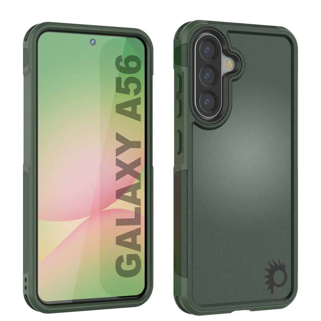 Punkcase Galaxy A56 Case, [Serie Spartan 2.0] Carrera de servicio pesado resistente [verde oscuro]