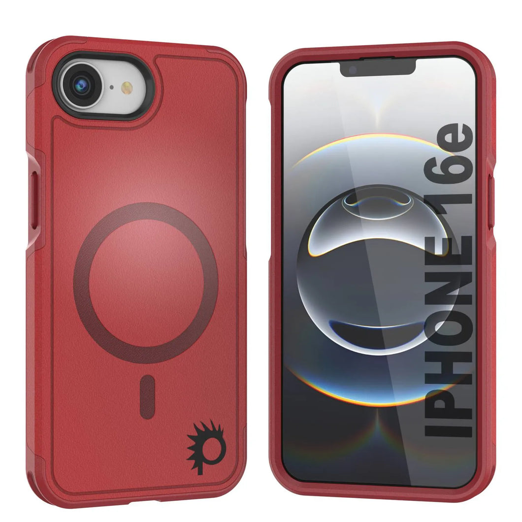 Punkcase iPhone 16E Case, [Serie Spartan 2.0] Carrera de servicio pesado resistente con protector de pantalla incorporado [rojo]