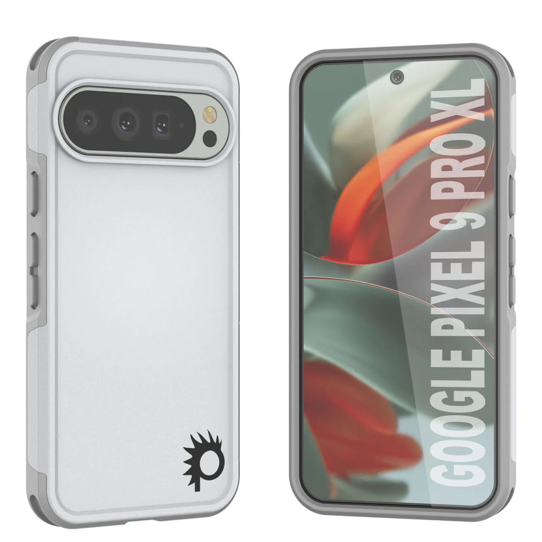 Punkcase Google Pixel 9 Pro XL Case, [Serie Spartan 2.0] Cubierta de servicio pesado resistente con protector de pantalla incorporado [blanco]