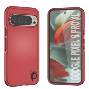 Punkcase Google Pixel 9 Pro XL Case, [Serie Spartan 2.0] Cubierta de servicio pesado resistente con protector de pantalla incorporado [rojo]