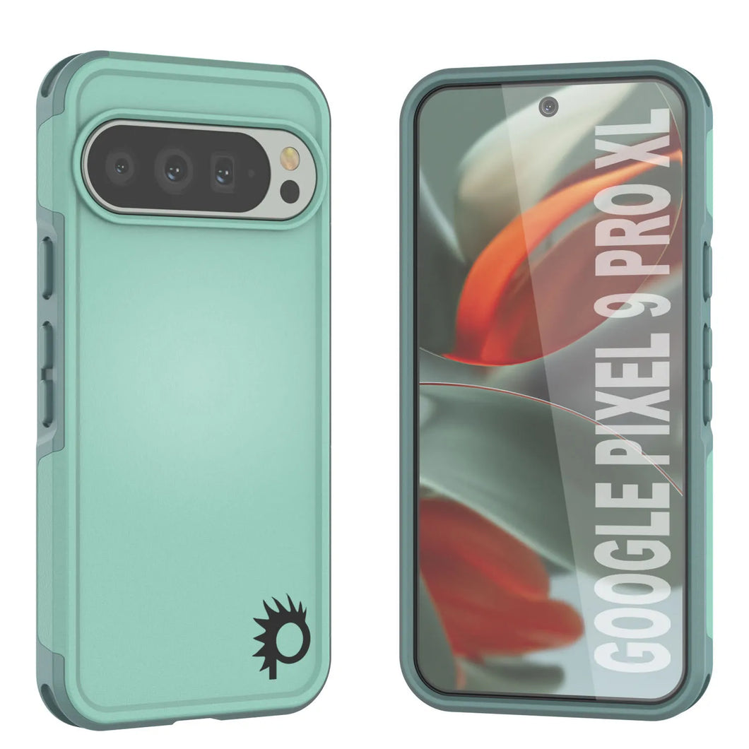 Punkcase Google Pixel 9 Pro XL Case, [Serie Spartan 2.0] Cubierta de servicio pesado resistente con protector de pantalla incorporado [verde azulado]