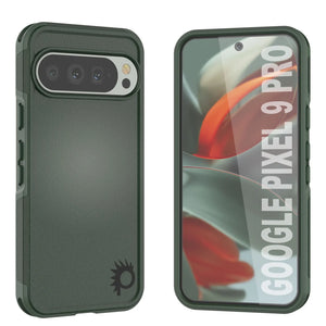 Punkcase Google Pixel 9 Pro Case, [Serie Spartan 2.0] Carrera de servicio pesado resistente con protector de pantalla incorporado [verde oscuro]