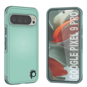 Punkcase Google Pixel 9 Pro Case, [Serie Spartan 2.0] Carrera de servicio pesado resistente con protector de pantalla incorporado [verde azulado]