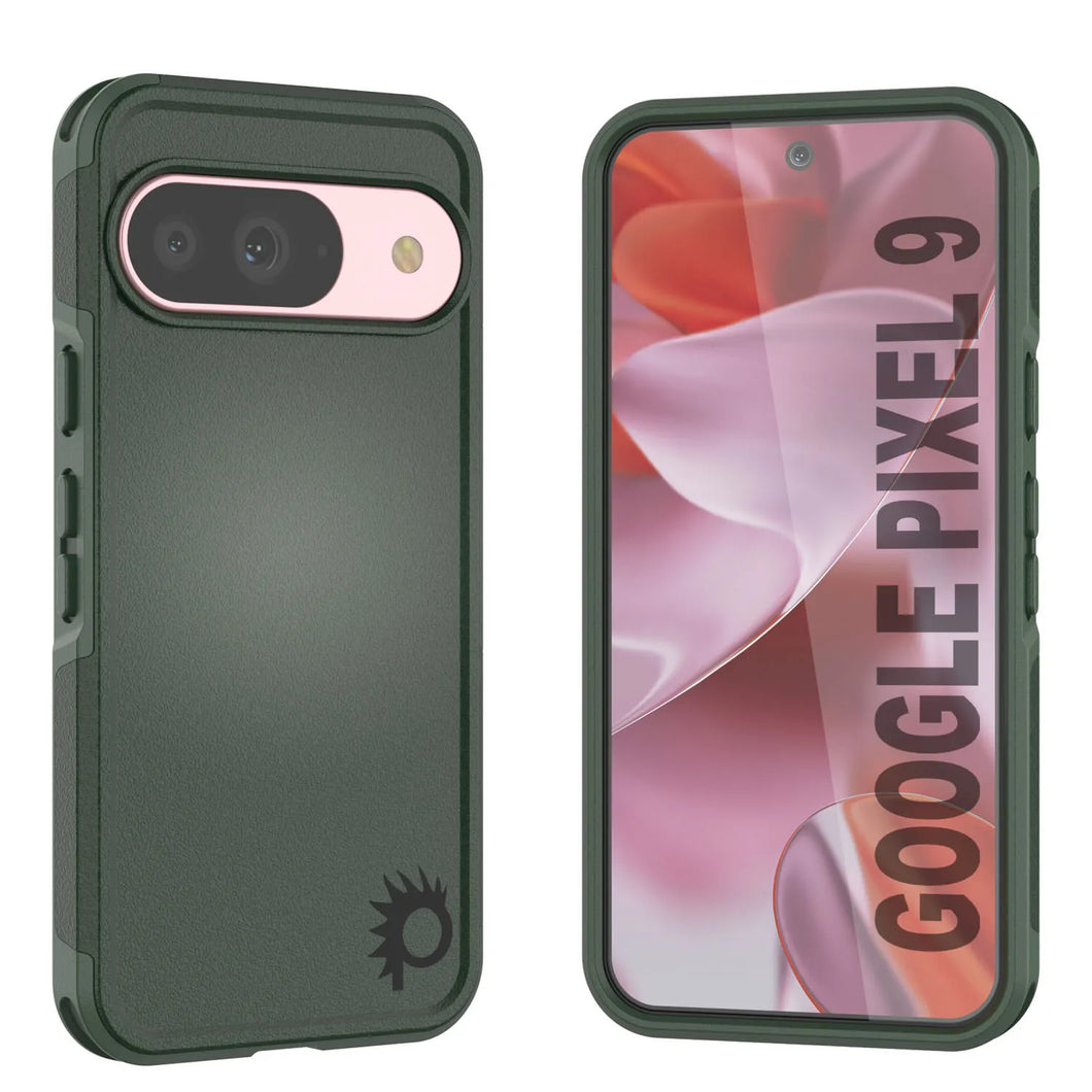 Punkcase Google Pixel 9 Case, [Serie Spartan 2.0] Cubierta de servicio pesado resistente con protector de pantalla incorporado [verde oscuro]