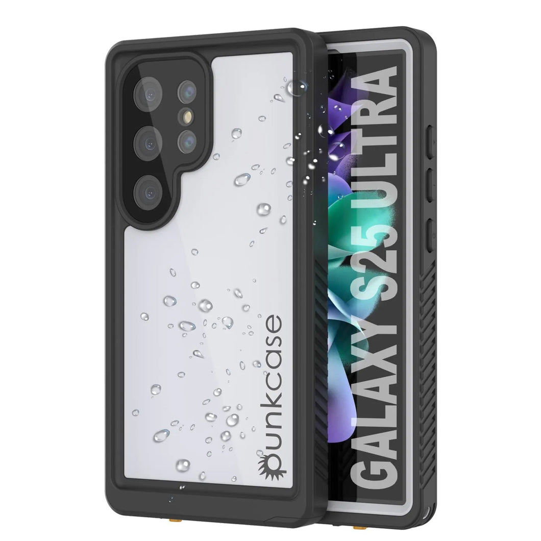 Caso de galaxy S25 Ultra Waterproof, Punkcase Studstar White White Fin 6.6 pies IP68 IP68 Prueba de choque/nieve