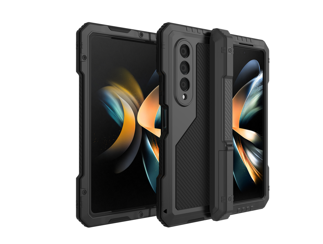 Funda de metal Galaxy Z Fold4, cubierta armadura de grado militar resistente, cuerpo completo duro [Neón]