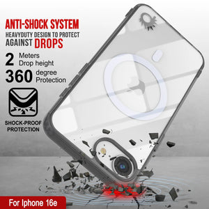 Punkcase iPhone 16E Case de carga inalámbrica magnética [Serie ClearMag] [Negro]
