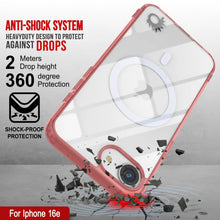 Cargar imagen en el visor de la galería, Punkcase iPhone 16E Case de carga inalámbrica magnética [Serie ClearMag] [Rojo]
