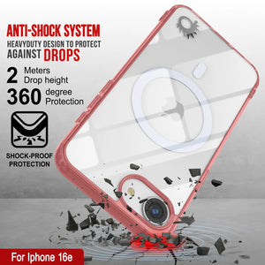 Punkcase iPhone 16E Case de carga inalámbrica magnética [Serie ClearMag] [Rojo]