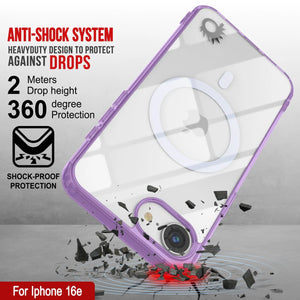 Punkcase iPhone 16E Case de carga inalámbrica magnética [Serie ClearMag] [Purple]