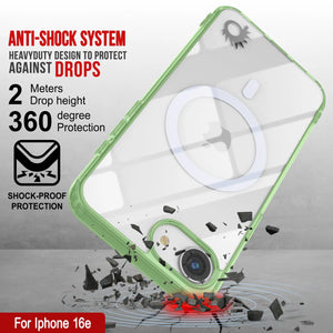 Punkcase iPhone 16E Case de carga inalámbrica magnética [Serie ClearMag] [verde]