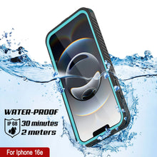 Cargar imagen en el visor de la galería, Case impermeable para iPhone 16E, cubierta de armadura punkcase [serie extrema] con protector de pantalla incorporado [verde azulado]
