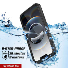 Cargar imagen en el visor de la galería, Case impermeable para iPhone 16E, cubierta de armadura punkcase [serie extrema] con protector de pantalla incorporado [negro]
