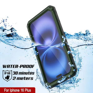 iPhone 16 Plus Metal Extreme 3.0 Estuche impermeable de aluminio IP68 con buillt en la pantalla Protector y Kickstand [Dark Green]