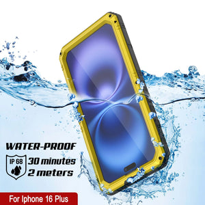 Case impermeable de aluminio de iPhone 16 Plus Metal Extreme 3.0 IP68 con protector de pantalla y Kickstand [amarillo]