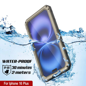 Case impermeable de aluminio de iPhone 16 Plus Metal Extreme 3.0 IP68 con protector de pantalla y Kickstand [dorado]