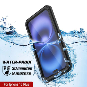 iPhone 16 Plus Metal Extreme 3.0 Serie Estuche impermeable de aluminio IP68 w/Buillt en la pantalla Protector y Kickstand [negro]