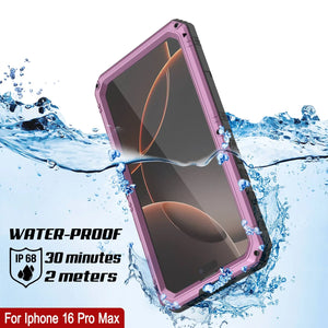 iPhone 16 Pro Max Metal Extreme 3.0 Estuche impermeable de aluminio IP68 con buillt en la pantalla Protector y Kickstand [rosa]
