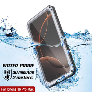 iPhone 16 Pro Max Metal Extreme 3.0 Estuche impermeable de aluminio IP68 con buillt en la pantalla Protector y Kickstand [blanco]