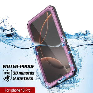 Case impermeable de aluminio iPhone 16 Pro Metal Extreme 3.0 IP68 con protector de pantalla y Kickstand [rosa]