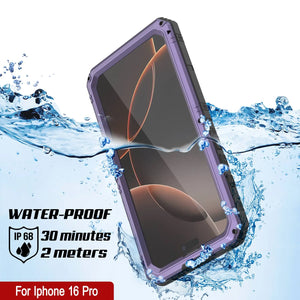 Caso impermeable de aluminio iPhone 16 Pro Metal Extreme 3.0 aluminio IP68 con buillt en la pantalla Protector y Kickstand [Purple]