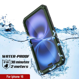 Caso impermeable de aluminio de iPhone 16 Metal Extreme 3.0 IP68 con protector de pantalla y Kickstand [Dark-Green]