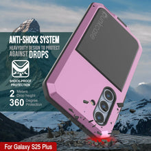 Cargar imagen en el visor de la galería, Galaxy S25 más estuche de metal, cubierta de armadura de grado militar de servicio pesado [prueba de choque] Cuerpo completo duro [rosa]
