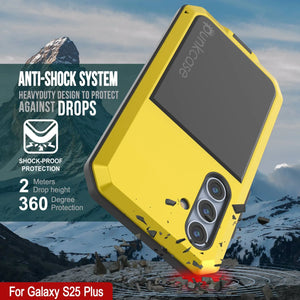 Galaxy S25 más estuche de metal, cubierta de armadura de grado militar de servicio pesado [prueba de choque] Cuerpo completo duro [amarillo]