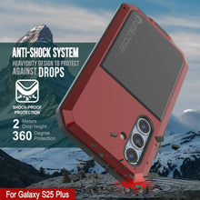 Cargar imagen en el visor de la galería, Galaxy S25 más estuche de metal, cubierta de armadura de grado militar de alta resistencia [prueba de choque] Cuerpo completo duro [rojo]
