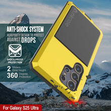Cargar imagen en el visor de la galería, Caso de metal Ultra Galaxy S25, cubierta de armadura de grado militar de servicio pesado [prueba de choque] Cuerpo completo duro [amarillo]
