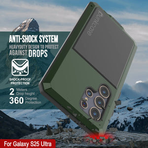 Galaxy S25 Case Ultra Metal, cubierta de armadura de grado militar de servicio pesado [prueba de choque] Cuerpo completo duro [verde oscuro]