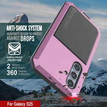Cargar imagen en el visor de la galería, Case de metal Galaxy S25, cubierta de armadura de grado militar de servicio pesado [prueba de choque] Cuerpo completo duro [rosa]
