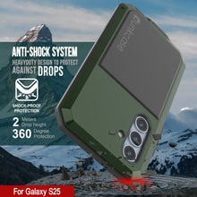 Cargar imagen en el visor de la galería, Case de metal Galaxy S25, cubierta de armadura de grado militar de servicio pesado [prueba de choque] Cuerpo completo duro [verde oscuro]
