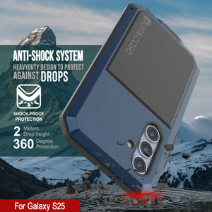 Case de metal Galaxy S25, cubierta de armadura de grado militar de servicio pesado [prueba de choque] Cuerpo completo duro [azul]