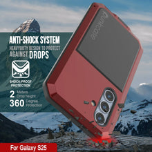 Cargar imagen en el visor de la galería, Case de metal Galaxy S25, cubierta de armadura de grado militar de servicio pesado [prueba de choque] Cuerpo completo duro [rojo]
