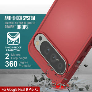 Punkcase Google Pixel 9 Pro XL Case, [Serie Spartan 2.0] Cubierta de servicio pesado resistente con protector de pantalla incorporado [rojo]