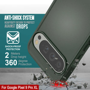 Punkcase Google Pixel 9 Pro XL Case, [Serie Spartan 2.0] Cubierta de servicio pesado resistente con protector de pantalla incorporado [verde oscuro]