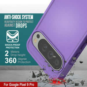 Punkcase Google Pixel 9 Pro Case, [Serie Spartan 2.0] Cubierta de servicio pesado resistente con protector de pantalla incorporado [Púrpura]