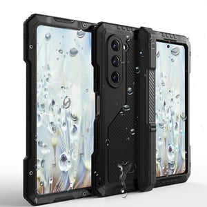 Funda de metal Galaxy Z Fold5, resistente y duradera, de grado militar, cubierta de armadura completa de cuerpo duro [Neón].