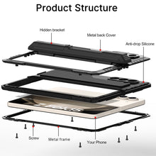 Cargar imagen en el visor de la galería, Funda de metal Galaxy Z Fold5, resistente armadura de grado militar, cobertura completa para todo el cuerpo [plateada].
