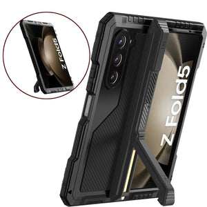 Funda de metal Galaxy Z Fold5, resistente y duradera, de grado militar, cubierta de armadura completa de cuerpo duro [Neón].