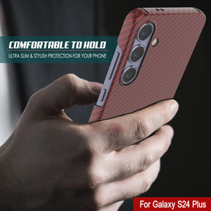Case de Galaxy S24 Plus, Punkcase Carbon -Shield, Sesta Duty y Ultra Fin Cover [Probante de choque] [Non Slip] [Rojo]
