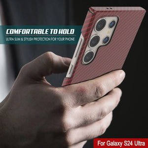 Galaxy S24 Ultra Case, Punkcase Carbon -Walkield, Heavy Duty & Ultra Fin Cover [a prueba de choques] [Non Slip] [rojo]