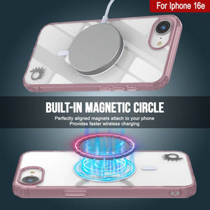 Punkcase iPhone 16E Case de carga inalámbrica magnética [Serie ClearMag] [Rose]