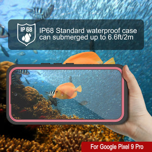 Caso impermeable de Google Pixel 9 Pro, cubierta de armadura punkcase [serie extrema] con protector de pantalla incorporado [rosa]